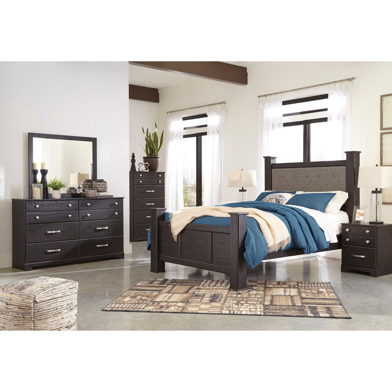Signature Design by Ashley Reylow B555 6 pc Queen Upholstered Poster Bedroom Set IMAGE 2