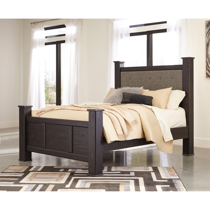 Signature Design by Ashley Reylow Queen Upholstered Poster Bed B555-67/B555-64/B555-98 IMAGE 2