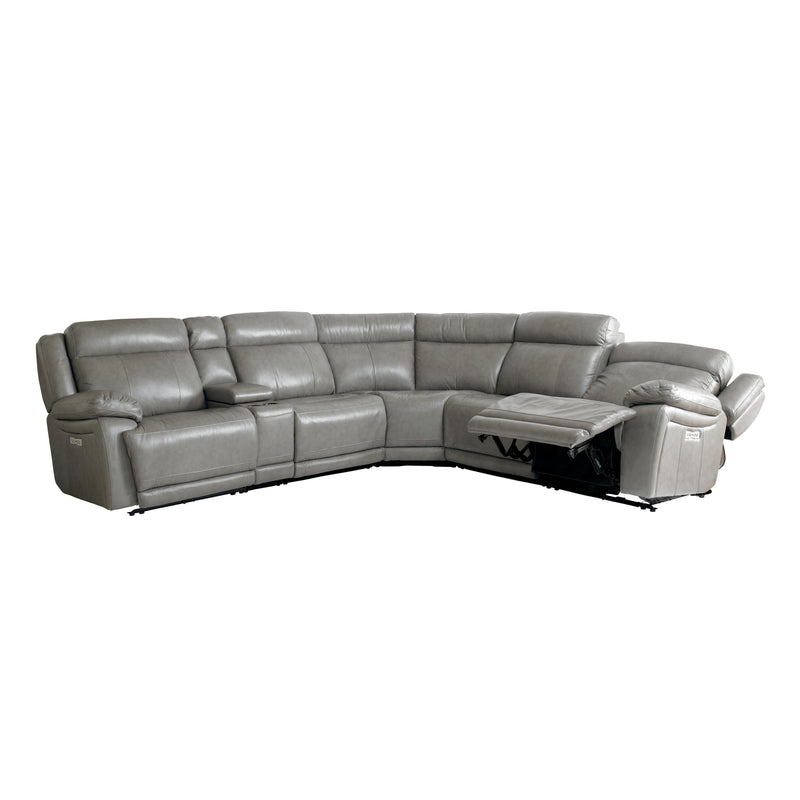 Bassett Club Level Power Reclining Leather 6 pc Sectional 3706-P21P/3706-20P/3706-38P/3706-P23P/3706-CTP IMAGE 2