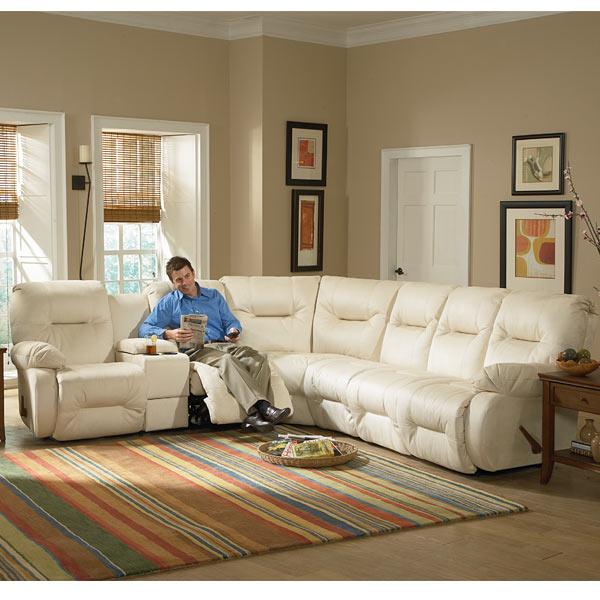 Best Home Furnishings Brinley Power Reclining Fabric Sectional Brinley M700R4L (Cream) IMAGE 2