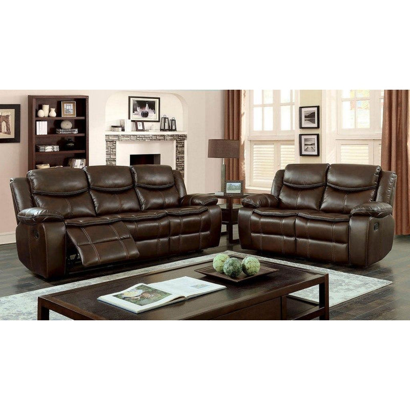 Furniture of America Pollux CM6981BR 2 pc Reclining Living Room Set IMAGE 1