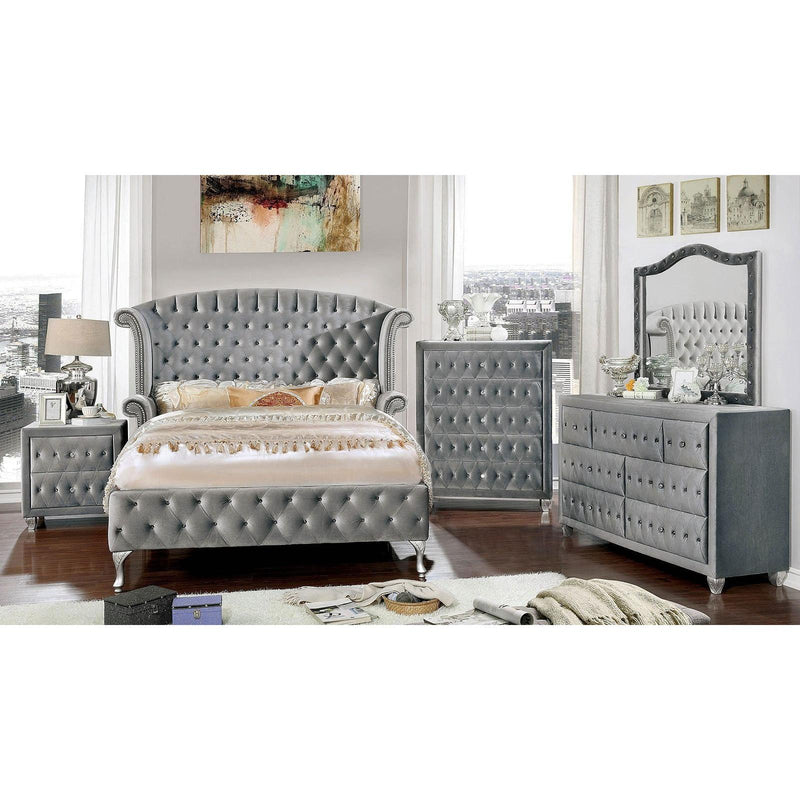 Furniture of America Alzir CM7150 7 pc Queen Upholetered Bedroom Set IMAGE 1