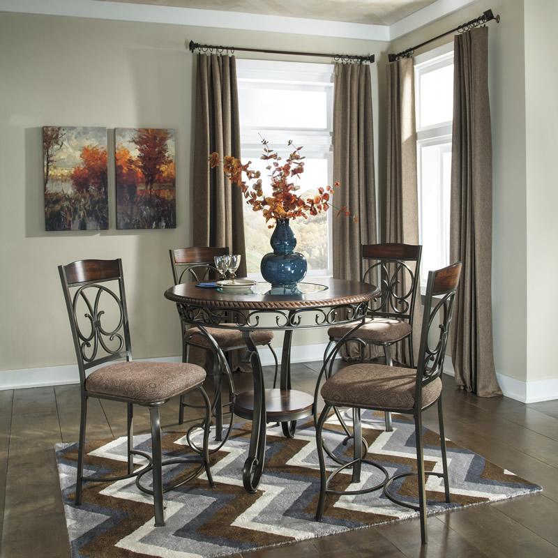 Signature Design by Ashley Round Glambrey Counter Height Dining Table with Trestle Base D329-13 IMAGE 4