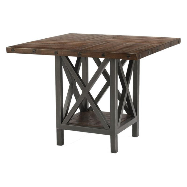 Flexsteel Square Carpenter Counter Height Dining Table with Pedestal Base W6722-836 IMAGE 1