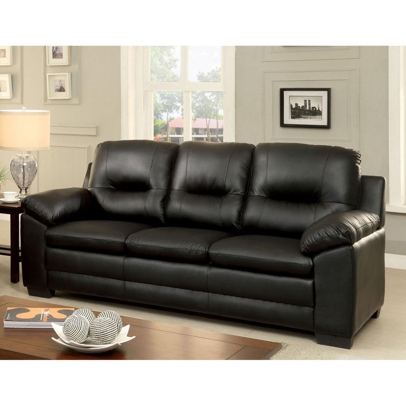 Furniture of America Parma Stationary Leather Sofa CM6324BK-SF IMAGE 1
