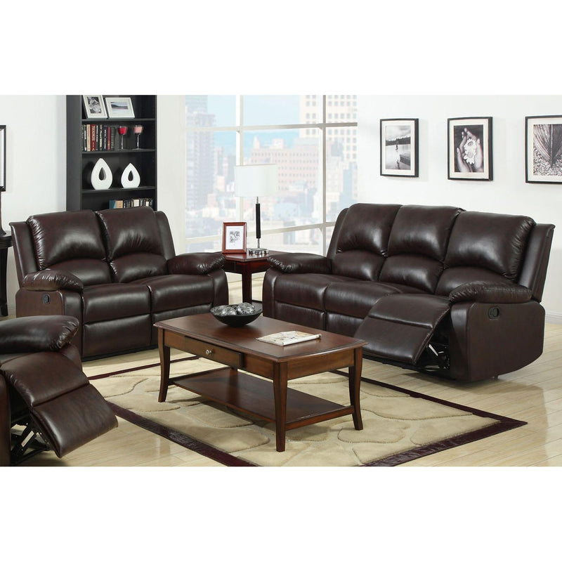 Furniture of America Oxford Manual Reclining Leather Sofa CM6555-S IMAGE 2