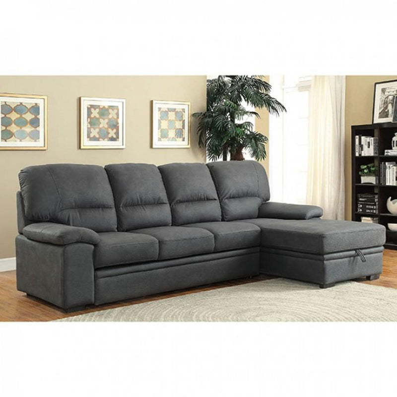 Furniture of America Alcester Stationary Faux Leather Sleeper Sectional CM6908BK-SET IMAGE 1