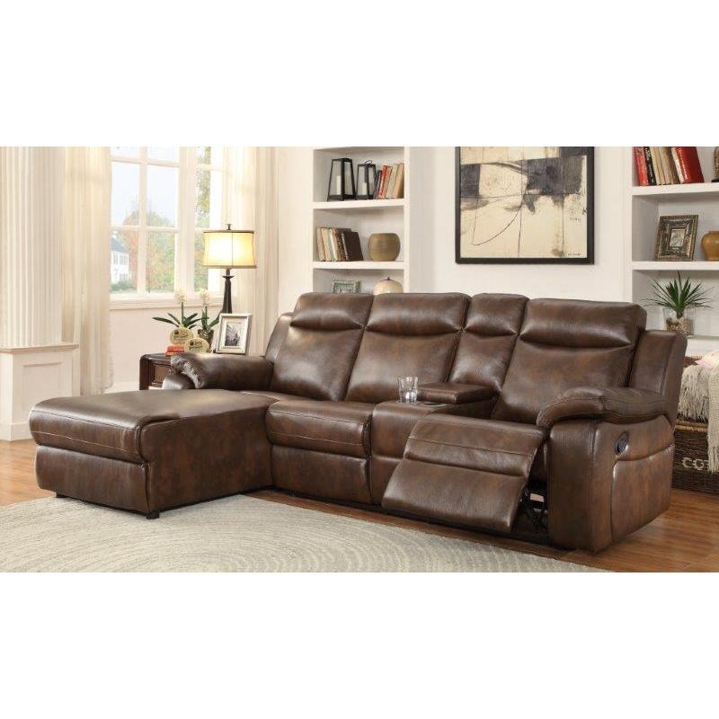 Furniture of America Hardy Reclining Leather Look 3 pc Sectional CM6781BR-SECTIONAL IMAGE 1