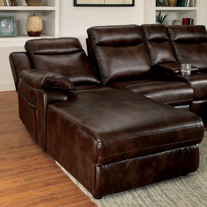 Furniture of America Hardy Reclining Leather Look 3 pc Sectional CM6781BR-SECTIONAL IMAGE 2