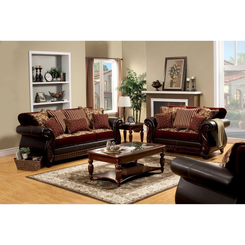 Furniture of America Franklin Stationary Fabric and Faux Leather Loveseat SM6106N-LV IMAGE 4