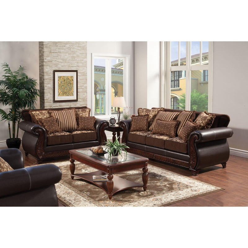 Furniture of America Franklin Stationary Fabric and Faux Leather Sofa SM6107N-SF IMAGE 3
