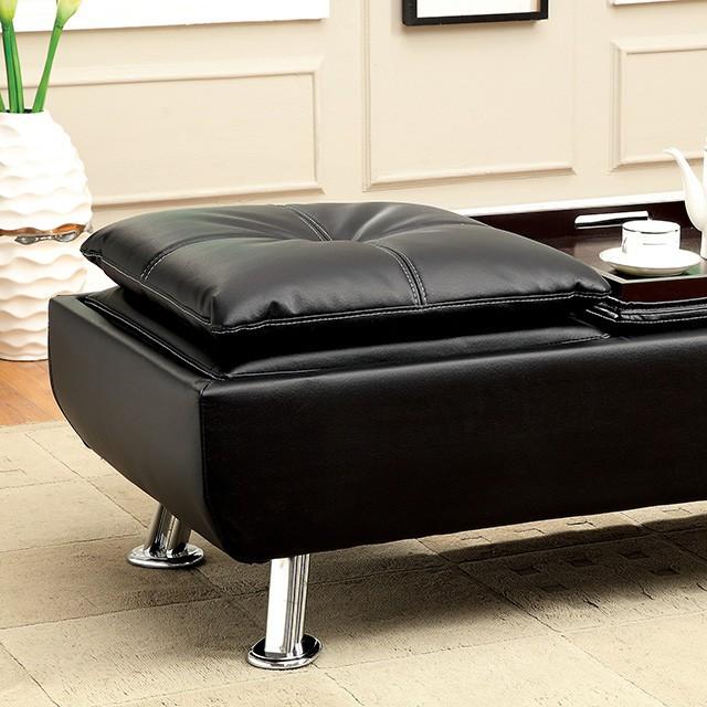 Furniture of America Hauser Leather Look Ottoman CM2677BK-OT IMAGE 2