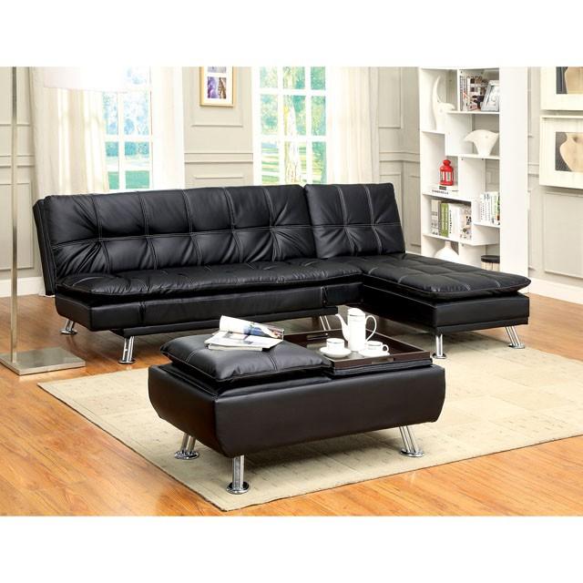 Furniture of America Hauser Leather Look Ottoman CM2677BK-OT IMAGE 3