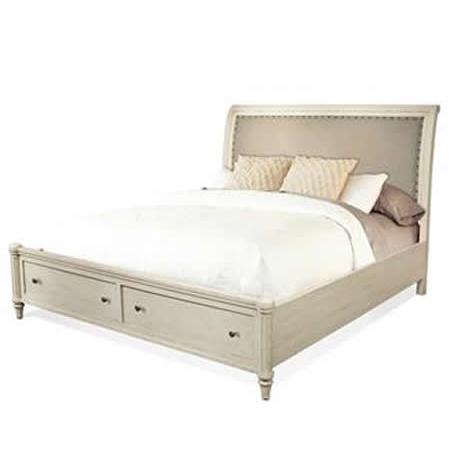 Riverside Furniture Huntleigh Queen Upholstered Sleigh Bed with Storage 10277/10279/10274 IMAGE 2
