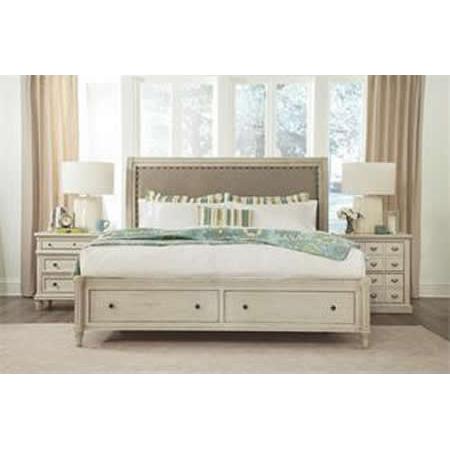Riverside Furniture Huntleigh Queen Upholstered Sleigh Bed with Storage 10277/10279/10274 IMAGE 3