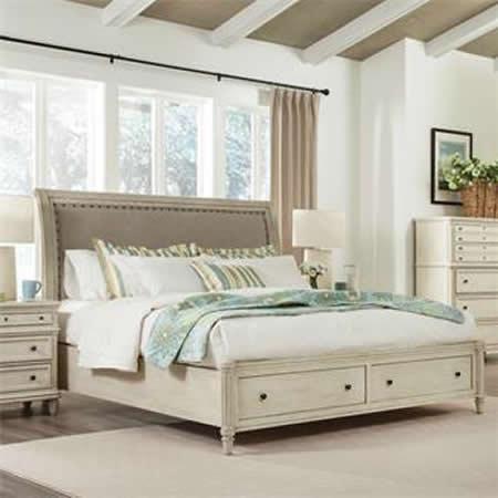 Riverside Furniture Huntleigh Queen Upholstered Sleigh Bed with Storage 10277/10279/10274 IMAGE 4