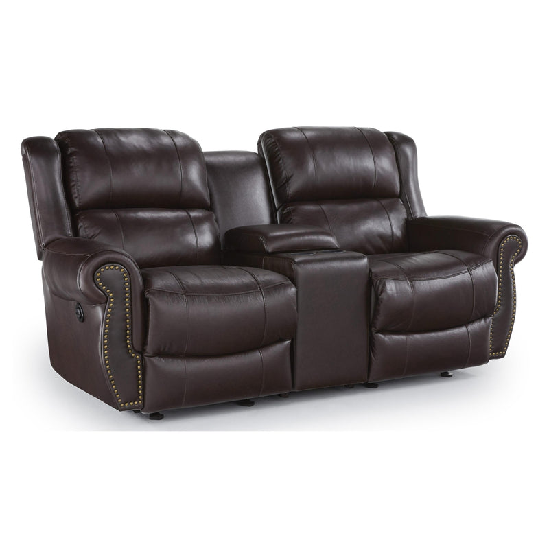 Best Home Furnishings Terrill Reclining Leather Loveseat Terrill L870RA4 (Chocolate) Reclining Loveseat with Console IMAGE 1