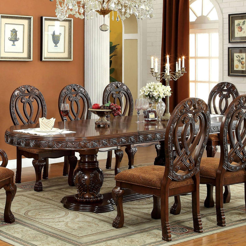 Furniture of America Oval Wyndmere Dining Table with Pedestal Base CM3186CH-T-TABLE IMAGE 2