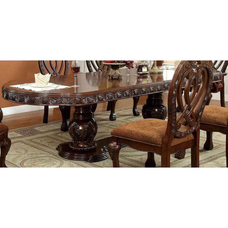 Furniture of America Oval Wyndmere Dining Table with Pedestal Base CM3186CH-T-TABLE IMAGE 3