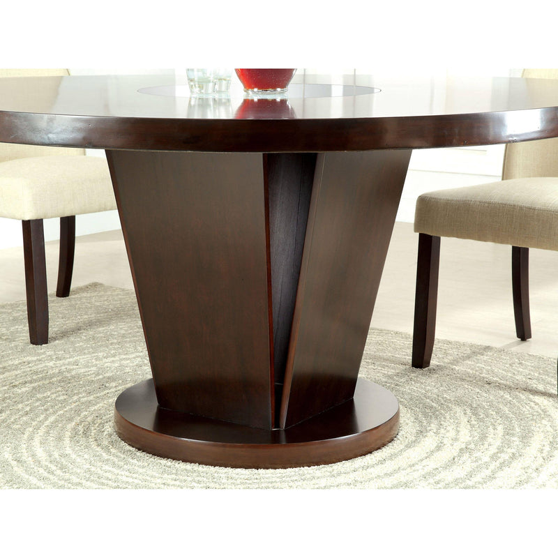 Furniture of America Round Cimma Dining Table with Pedestal Base CM3556T-TABLE IMAGE 2