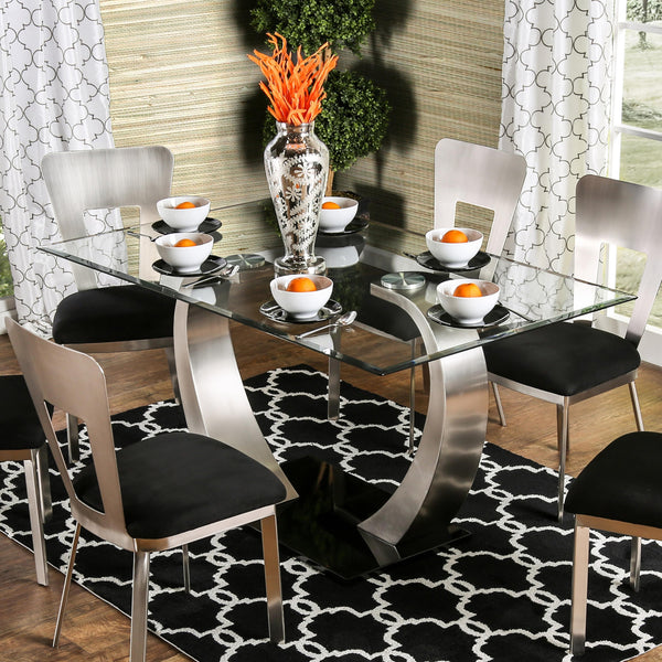 Furniture of America Nova Dining Table with Glass Top & Pedestal Base CM3728T-TABLE IMAGE 1