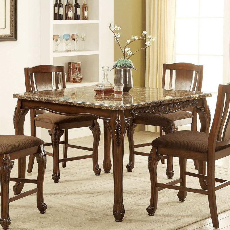 Furniture of America Johannesburg Counter Height Dining Table with Faux Marble Top CM3873PT IMAGE 2