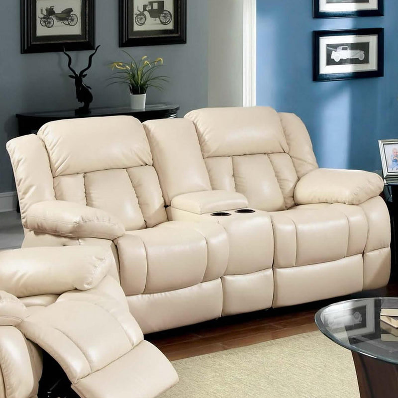 Furniture of America Barbado Reclining Bonded Leather Match Loveseat CM6827LV IMAGE 1