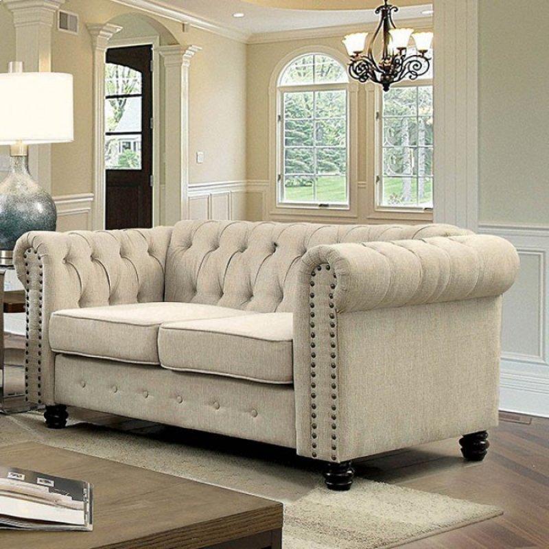 Furniture of America Winifred Stationary Fabric Loveseat CM6342IV-LV-PK IMAGE 2