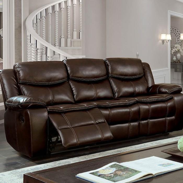 Furniture of America Pollux Reclining Leatherette Sofa CM6981BR-SF IMAGE 2