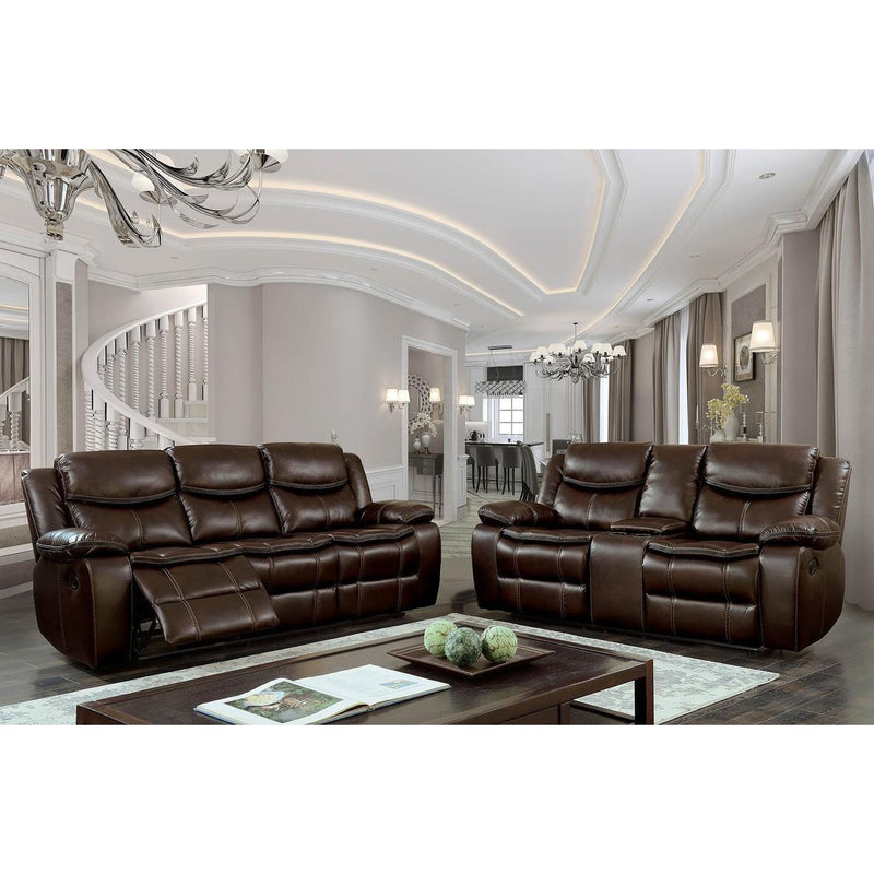 Furniture of America Pollux Reclining Leatherette Sofa CM6981BR-SF IMAGE 5