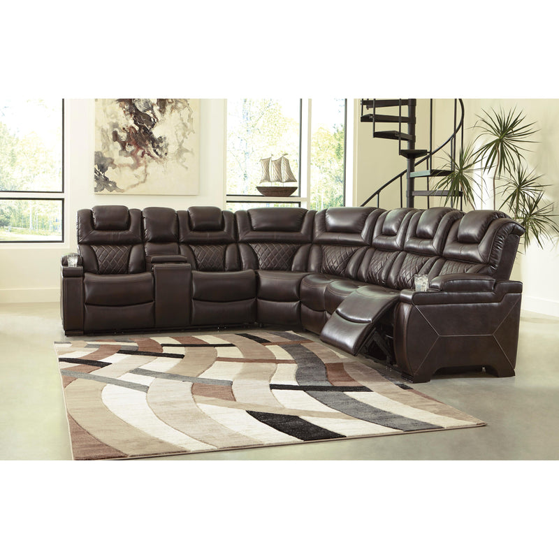 Signature Design by Ashley Warnerton Power Reclining Leather Look 3 pc Sectional 7540737/7540777/7540708 IMAGE 4
