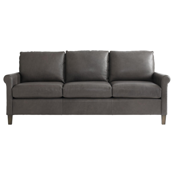 Bassett American Casual Stationary Leather Sofa Wellington 3119-72L Sofa - Grey IMAGE 1