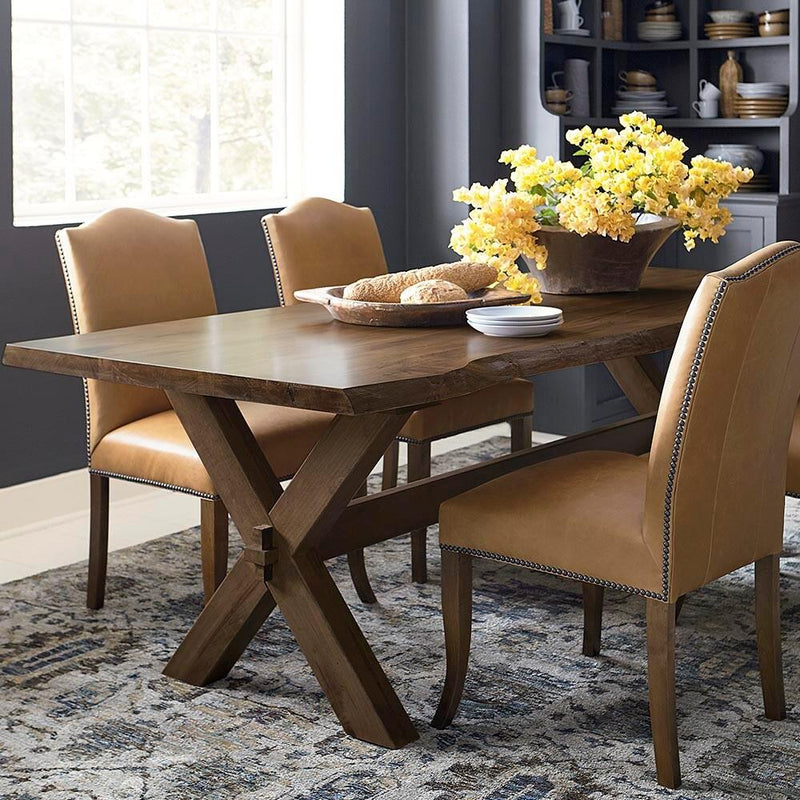 Bassett Bench Made Dining Table with Trestle Base Bench Made 4015-9042LE Maple 90" Rectangular Table - Brown IMAGE 4