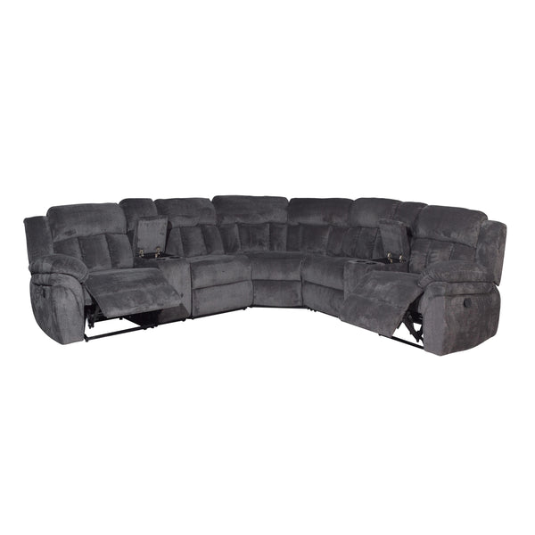 Klaussner McCobb Reclining Fabric 7 pc Sectional McCobb 7 pc Reclining Sectional - Charcoal IMAGE 1