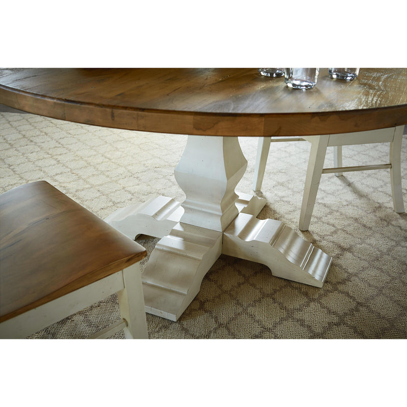 Bassett Round Bench Made Dining Table with Pedestal Base 4015-6060 IMAGE 4