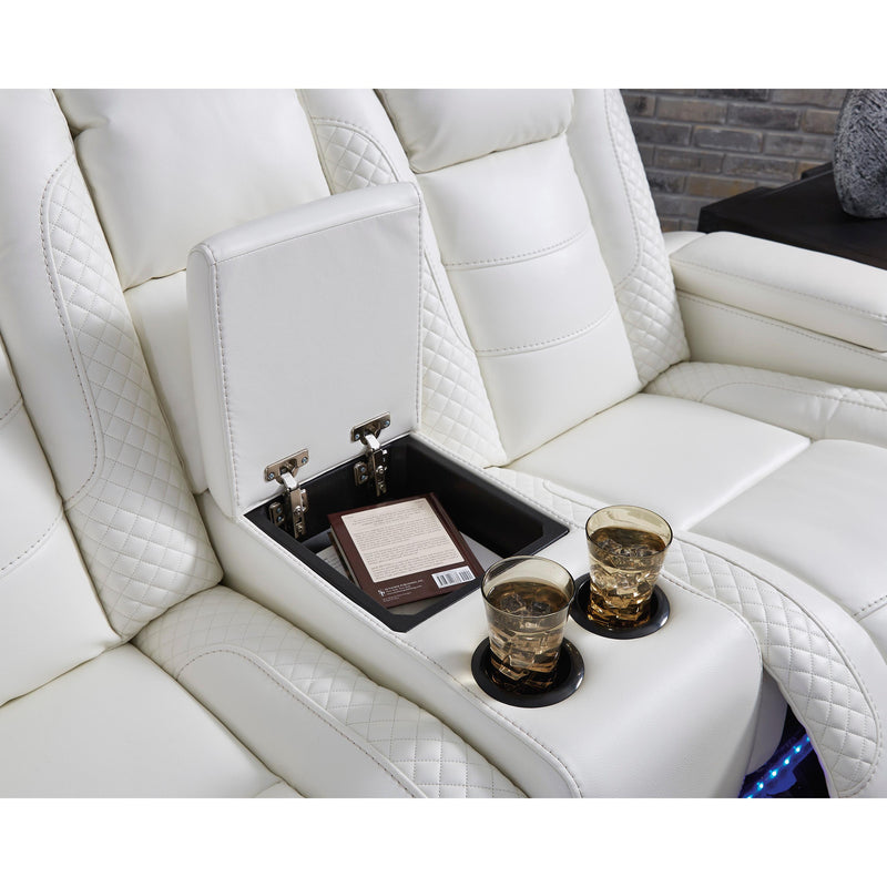 Signature Design by Ashley Party Time Power Reclining Leather Look Loveseat 3700418 IMAGE 11