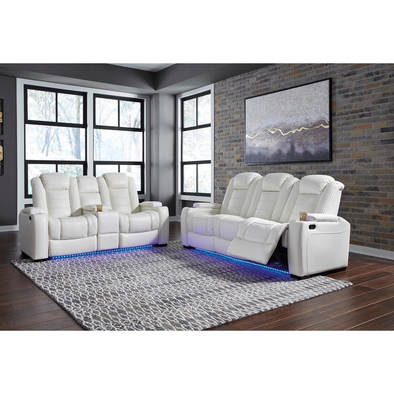 Signature Design by Ashley Party Time Power Reclining Leather Look Loveseat 3700418 IMAGE 18