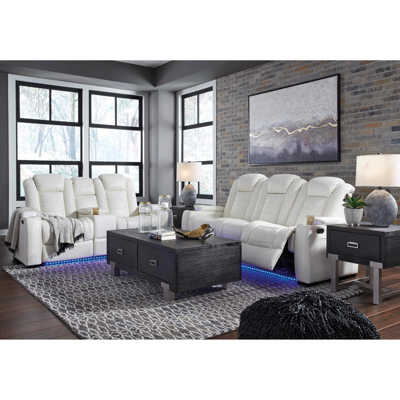 Signature Design by Ashley Party Time Power Reclining Leather Look Loveseat 3700418 IMAGE 19