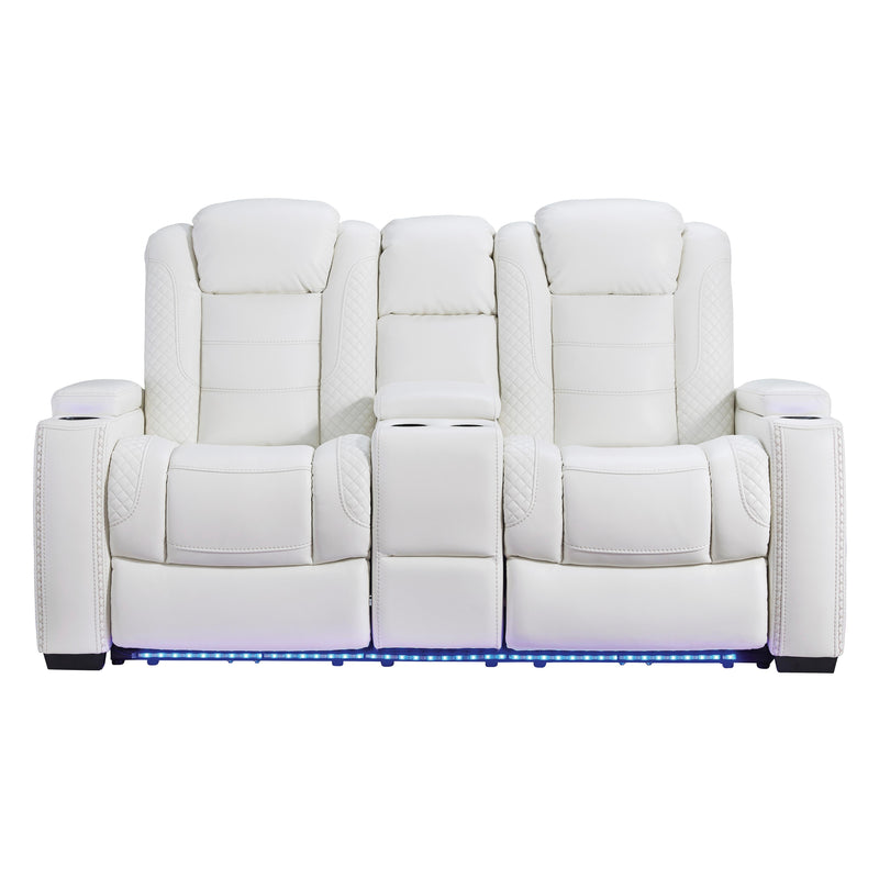 Signature Design by Ashley Party Time Power Reclining Leather Look Loveseat 3700418 IMAGE 2