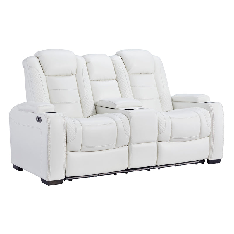 Signature Design by Ashley Party Time Power Reclining Leather Look Loveseat 3700418 IMAGE 3