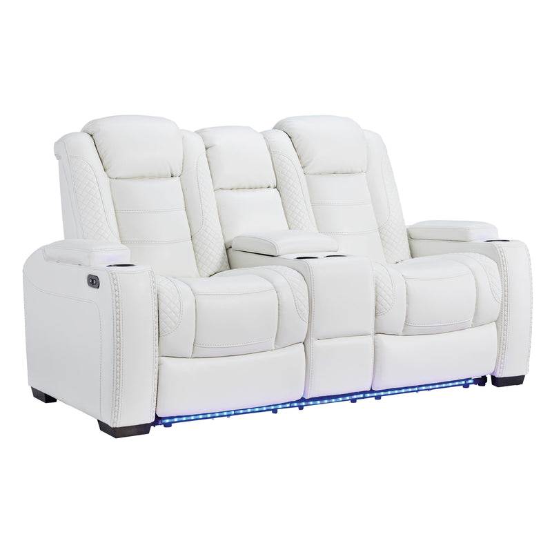 Signature Design by Ashley Party Time Power Reclining Leather Look Loveseat 3700418 IMAGE 4