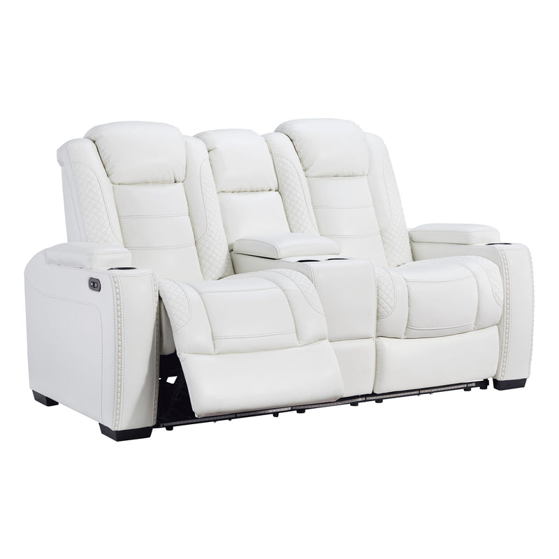 Signature Design by Ashley Party Time Power Reclining Leather Look Loveseat 3700418 IMAGE 5