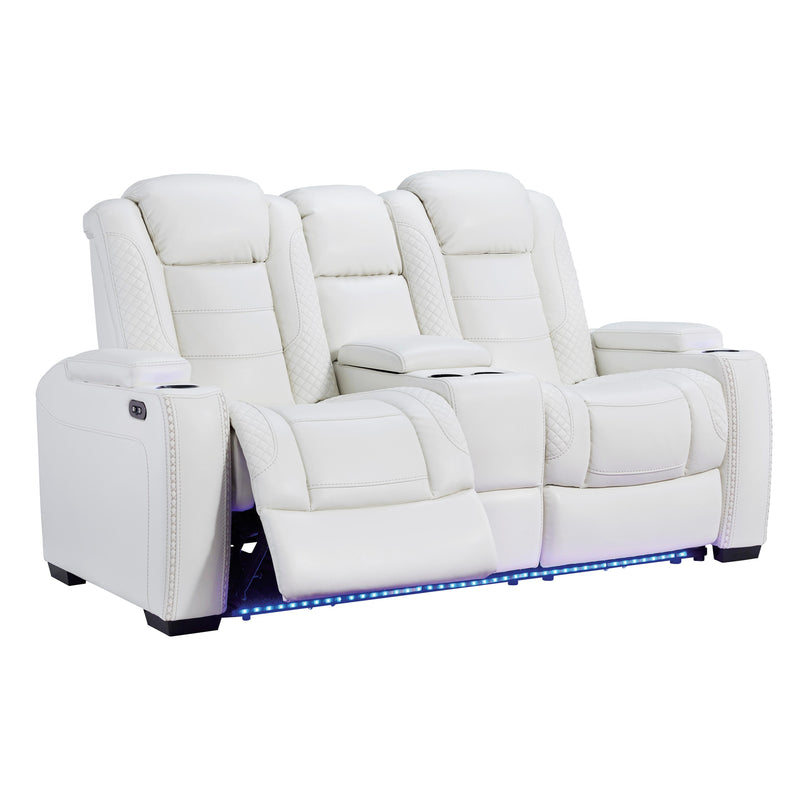 Signature Design by Ashley Party Time Power Reclining Leather Look Loveseat 3700418 IMAGE 6