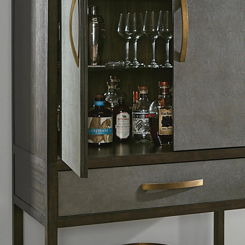 Bassett Bar Cabinets Bar Cabinets Emilia 6785-0683 Bar Cabinet - Cacao Brown/Caviar Shagreen IMAGE 2