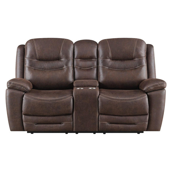 Klaussner Turismo Power Reclining Leather Look Loveseat Turismo Power Reclining Loveseat with Console IMAGE 1