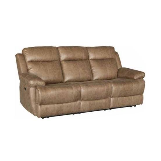 Klaussner Kepler Power Reclining Leather Look Sofa Kepler Power Reclining Sofa - Coral Mushroom IMAGE 1
