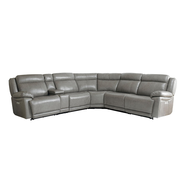 Bassett Club Level Power Reclining Leather 6 pc Sectional 3706-P21P/3706-20P/3706-38P/3706-P23P/3706-CTP IMAGE 1