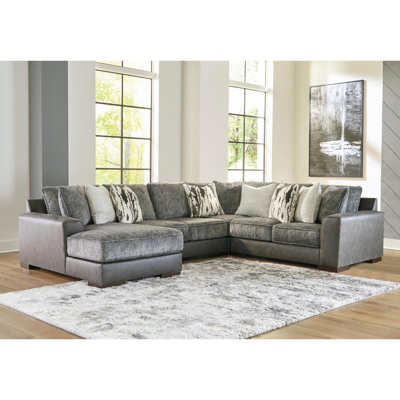 Signature Design by Ashley Larkstone Fabric and Leather Look 4 pc Sectional 1740216/1740234/1740277/1740256 IMAGE 2