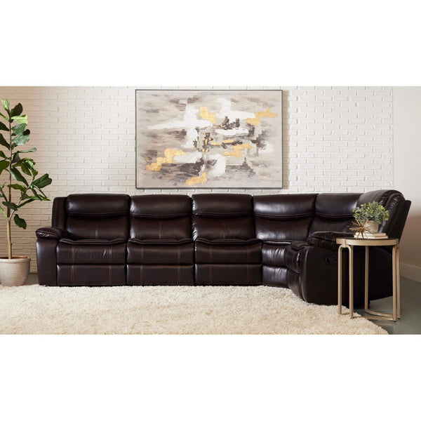 Klaussner Jackie-US Reclining Leather 6 pc Sectional Jackie-US Sectional - Diggs Java IMAGE 1