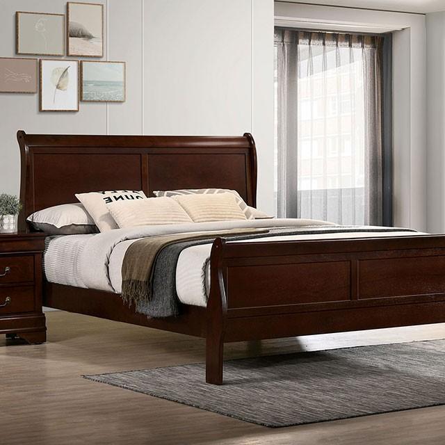 Furniture of America Louis Philippe King Sleigh Bed CM7966CH-EK-BED IMAGE 1